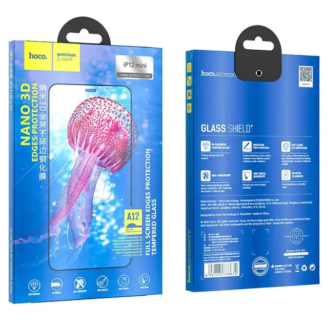 Tempered Glass Hoco Nano 3D Full Screen Edges Protection 9H για Apple iPhone 12 Mini 2