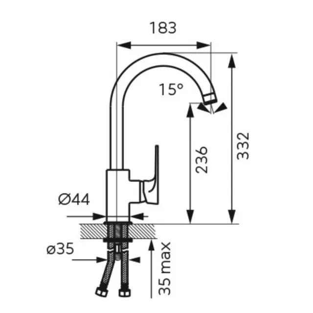 Μπαταρία νεροχύτη ALGEO SQUARE BAQ4 CHROME 2