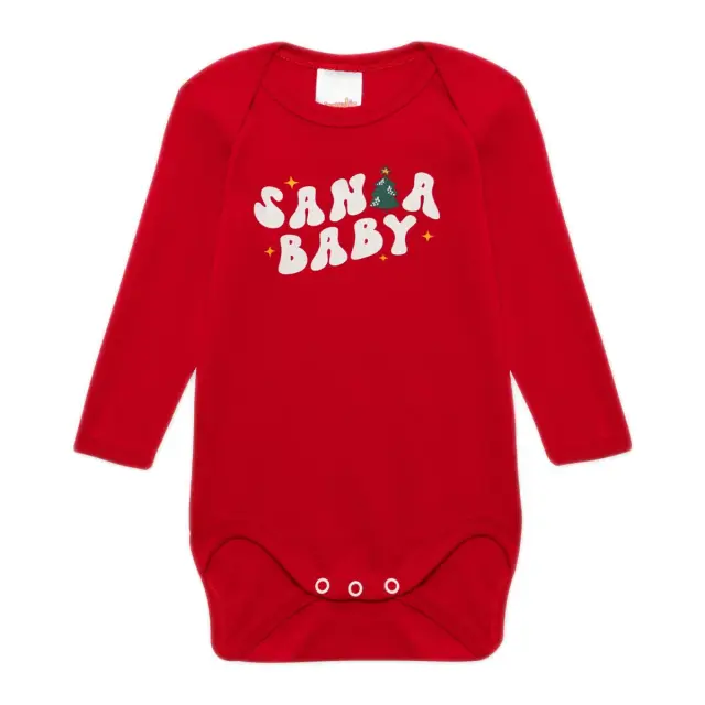 Minerva Βρεφικό Φορμάκι Unisex Μακρύ Μανίκι X-Mas Tree - Διπλό Πακέτο, Χρώμα Κόκκινο-Γκρι Μελανζέ 2