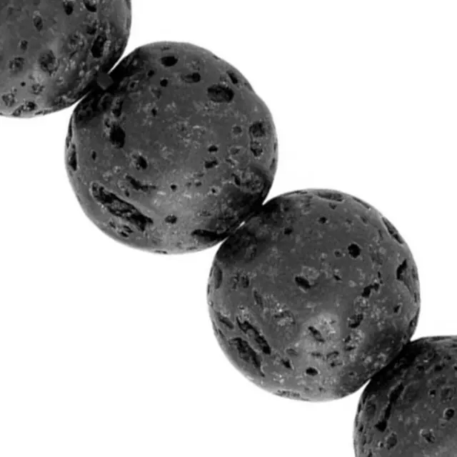 Χάντρα Black Lava Rock Ø14mm ~26τεμ
