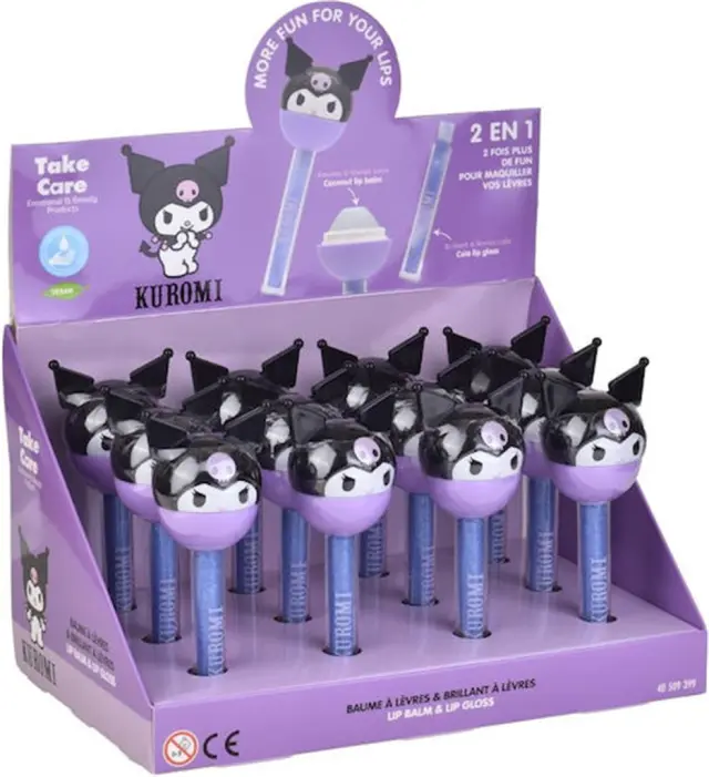 Kuromi Lip Balm Ενυδάτωσης 5,5g & Lip Gloss 1.2ml Lollipop Καρύδα (Unipap)