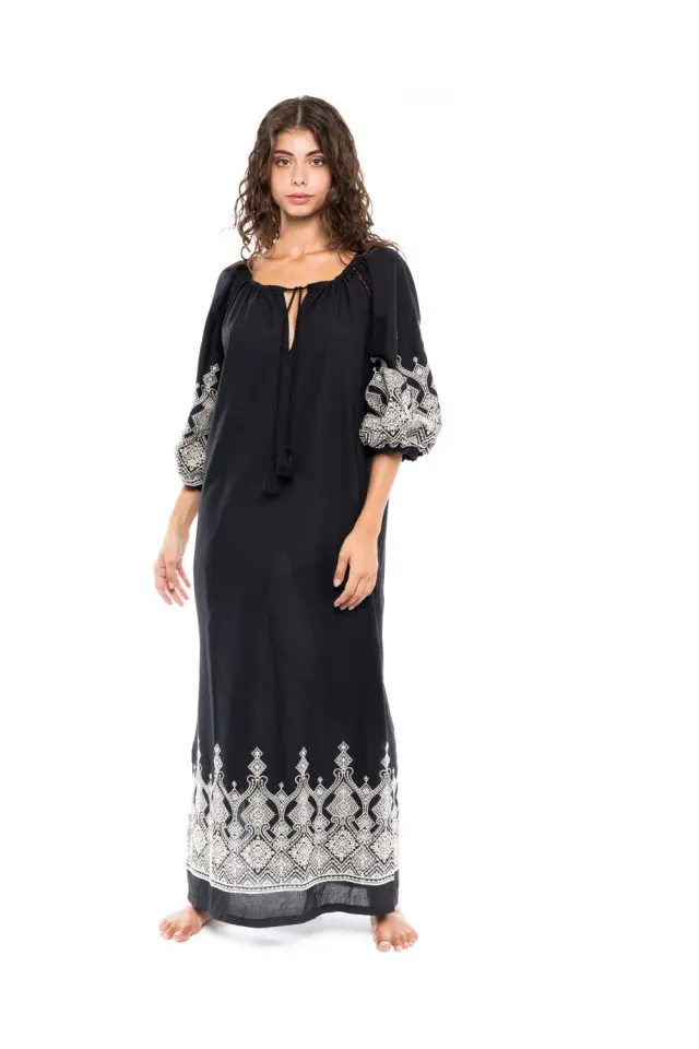 B278 - Black - BEACHWEAR EMBROIDERY BLACK