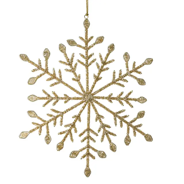 Στολίδι εντελβάις με χρυσά beads 35x35cm HomeGuru 25789 XM827_a
