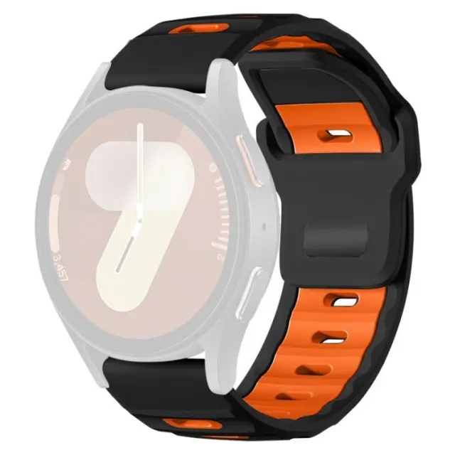 Dual Colour Wave Pattern Λουράκι για Smartwatch 20mm-Black/Orange OEM 2