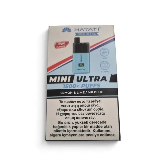 Hayati Mini Ultra 1500+Puffs Duo Prefilled Pod Kit-Ηλεκτρονικο Τσιγάρο Διπλής Γεύσης. Lemon&Lime/Mr Blue