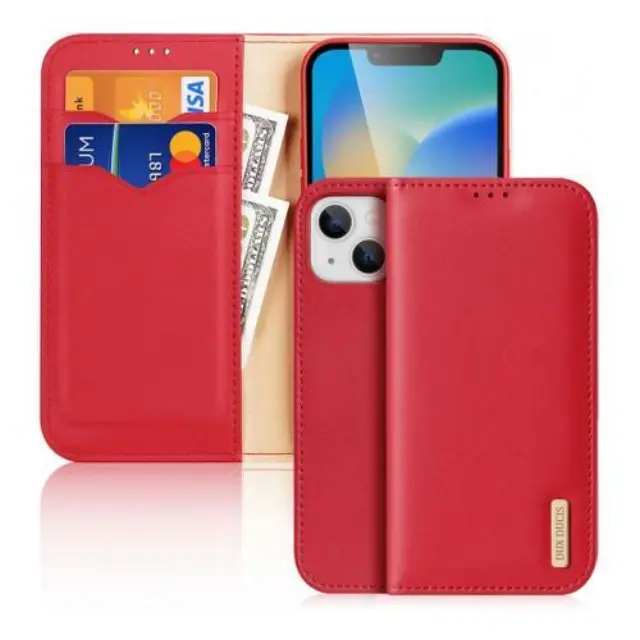 Θήκη Δερμάτινη Dux Ducis Apple iPhone 15 Plus Hivo RFID Wallet Κόκκινο N63009