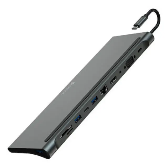 Devia Leopard Series 11 In 1 USB-C Docking Station με HDMI Ethernet και συνδεση 2 Οθονών Γκρι