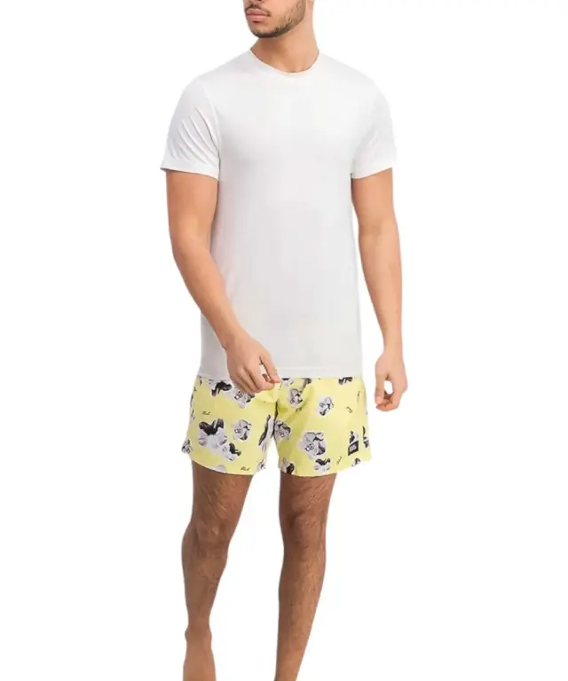 Karl Lagerfeld - Ανδρικό Μαγιό Σορτς με Σχέδια KL20MBM12-YELLOW Κίτρινο - S 2