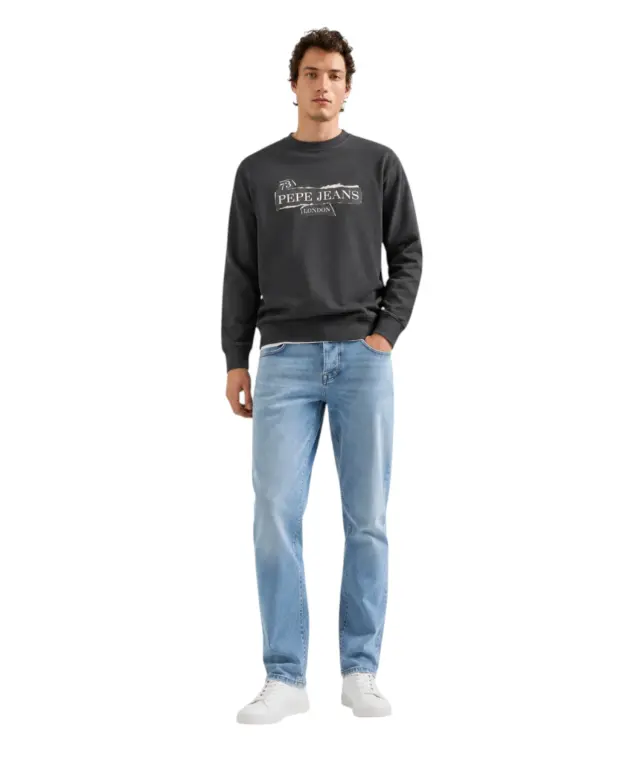 Pepe Jeans - Ανδρική Μακρυμάνικη Μπλούζα Φούτερ Gus Crew PM5800066-999 Μαύρο 2