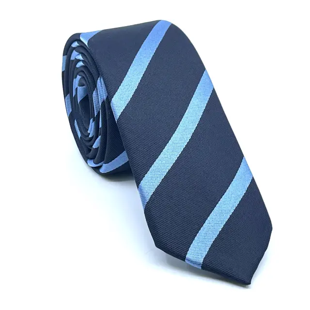 Μπλε - Σιέλ Σχεδιαστική Γραβάτα Microfiber Σετ με Μαντήλι 3