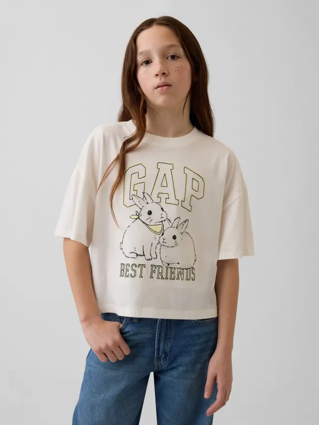 Παιδική Μπλούζα Oversized με Σχέδια και Λογότυπο New off white