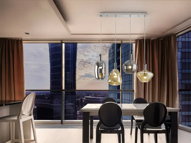 Κρεμαστό φωτιστικό Nara Chrome 4L LED Dimmable Μαύρο Σατινέ ορείχαλκος Χάλκινο 3