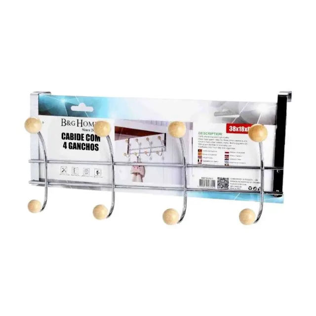 Μεταλλική κρεμάστρα πόρτας 4 θέσεων - 57611