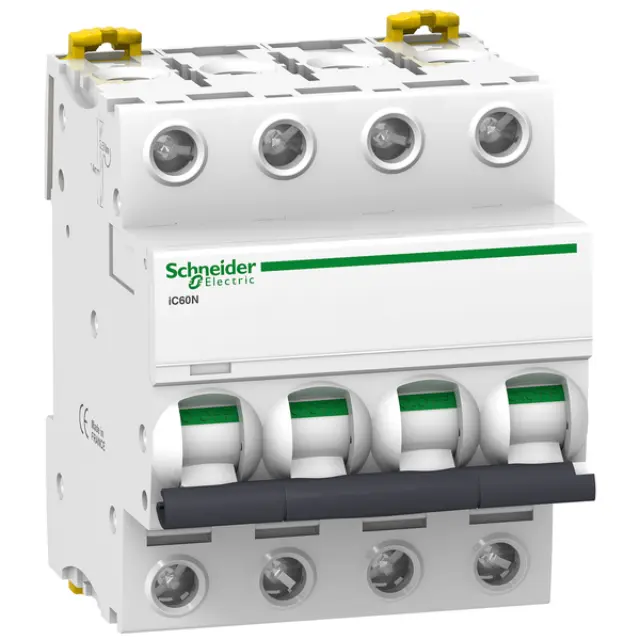 Miniature circuit-breaker, Acti9 iC60N, 4P, 63 A, D curve, 6000 A (IEC 60898-1), 10 kA (IEC 60947-2)