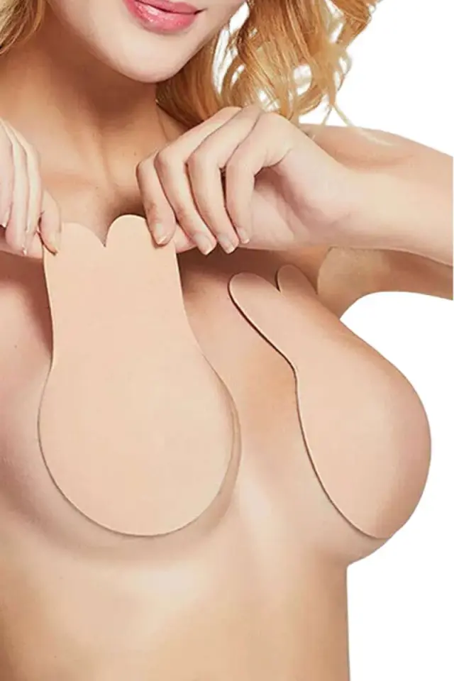 Αυτοκόλλητα cups σιλικόνης στήθους push-up μπέζ