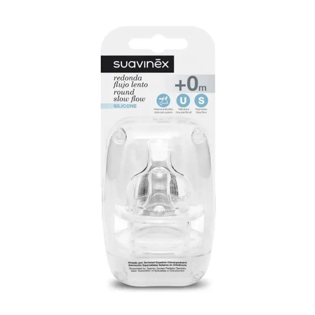 SUAVINEX ΘΗΛΗ ΣΤΡΟΓΓΥΛΗ ΣΙΛΙΚΟΝΗ 0Μ+ ΑΡΓΗΣ ΡΟΗΣ Χ2