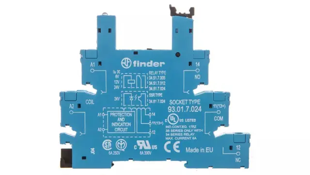 Screw socket blue 6+12+24VDC for 35mm.rail, 34.51/81 (93.01.7.024)
