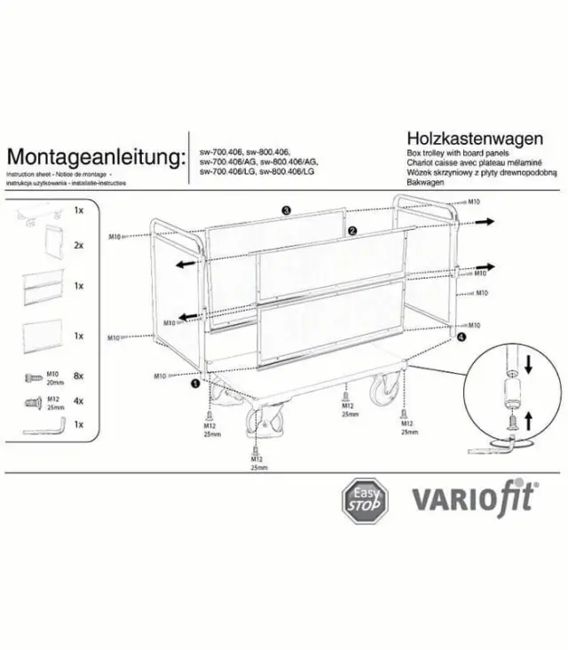Variofit sw-700.406/AG Τρόλεϊ Μεταφοράς με Πορτάκι για Φορτίο Βάρους ως 500kg 2