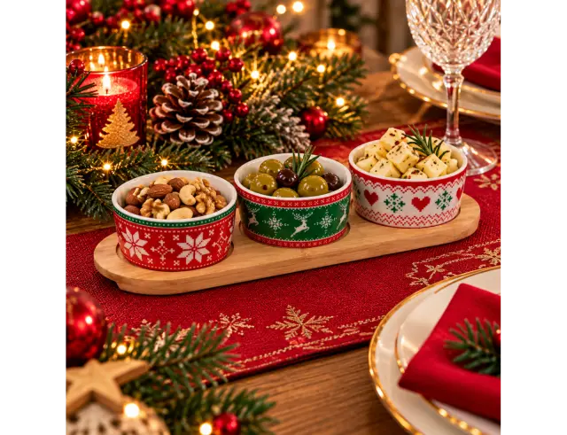 Σετ Σερβιρίσματος Fééric Lights & Christmas με 3 μπολ και δίσκο - 4 τεμάχια 191162