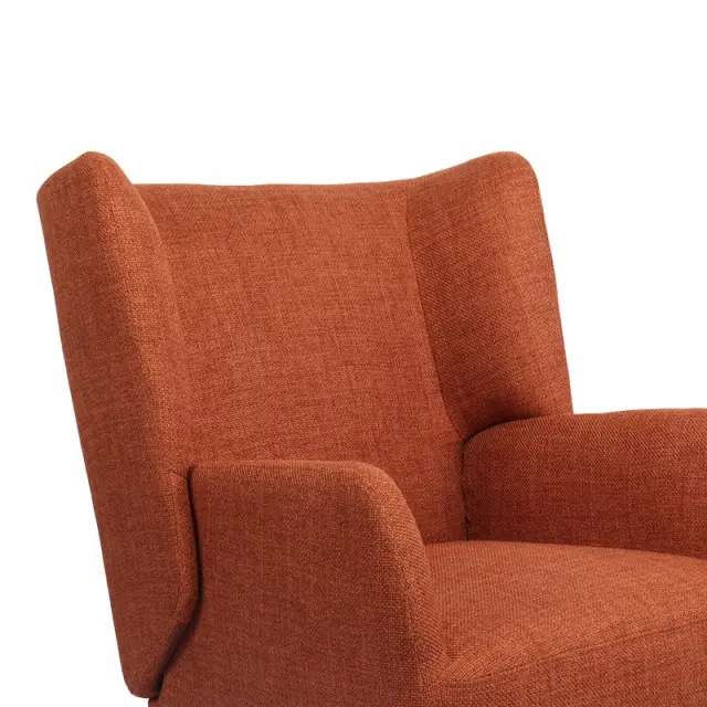 Πολυθρόνα Mareta pakoworld terracotta ύφασμα με πόδι σε μαύρη απόχρωση 83x80x99εκ 2