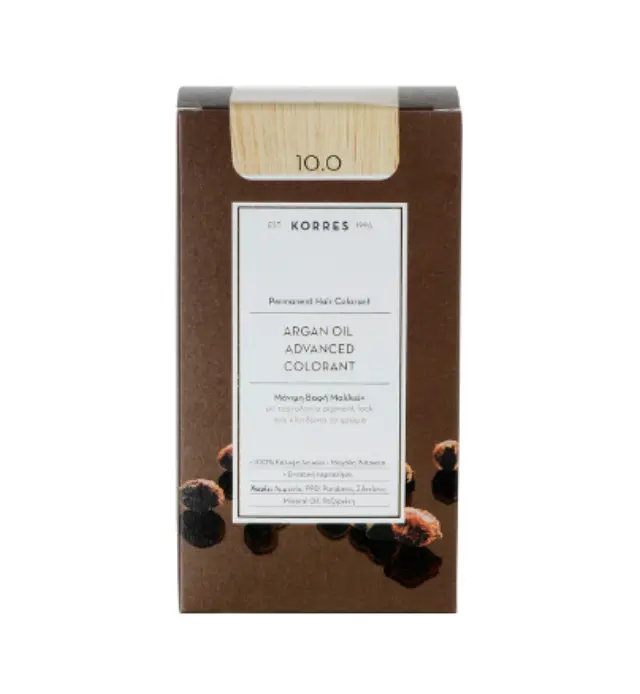 Korres Argan Oil Advanced Colorant Μόνιμη Βαφή Μαλλιών 10.0 Ξανθό Πλατίνας Φυσικό, 50ml