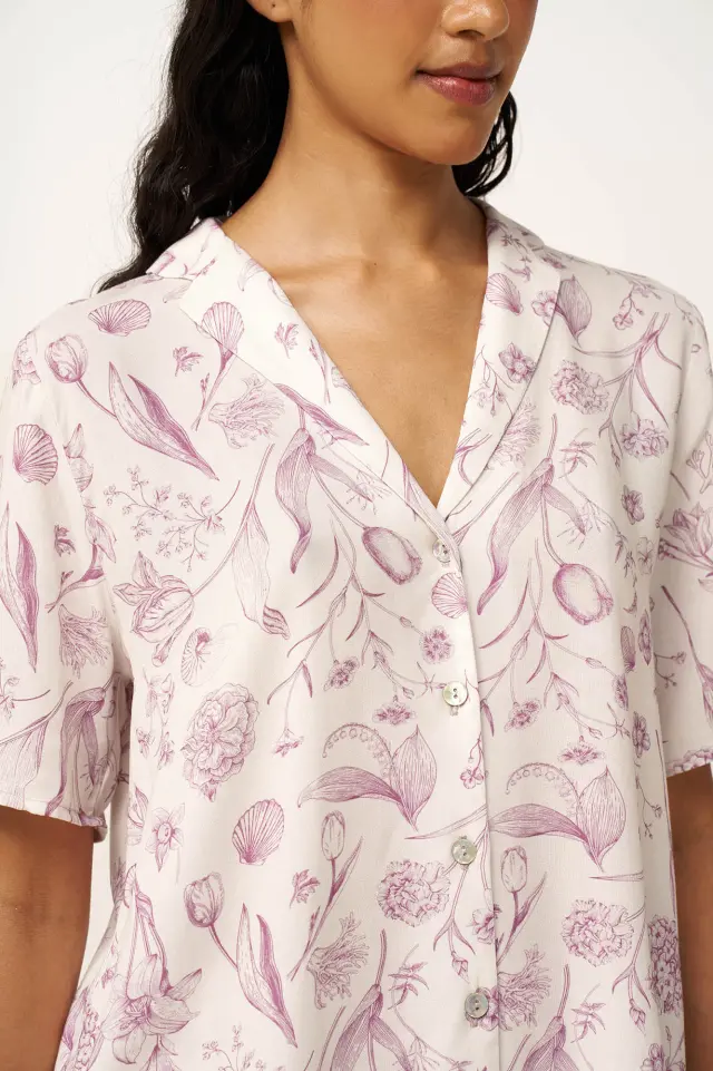 Γυναικεία Κουμπωτή Φλοράλ Πυτζάμα Vamp 24134 ROSE DUSTY 2
