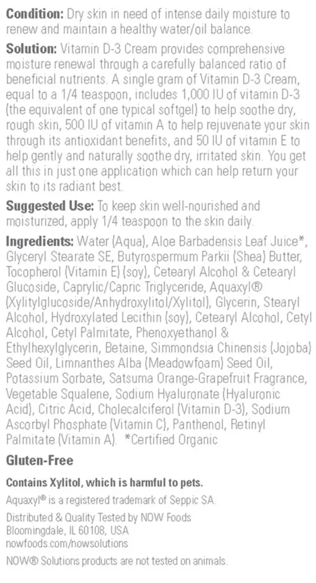 Now Foods Vitamin D-3 Body Cream 2