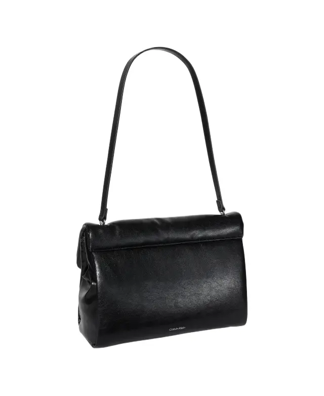 Calvin Klein Γυναικεία Μεσαία Τσάντα Emblem HW Padded Satchel Μαύρο 2