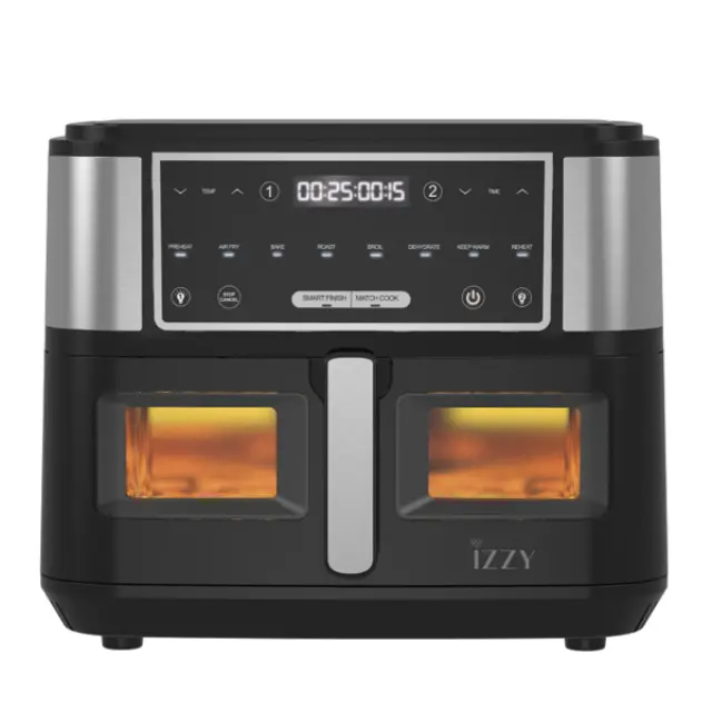 Izzy IZ-8225 Φριτέζα Αέρος με Διπλό Αποσπώμενο Κάδο 10lt Ασημί