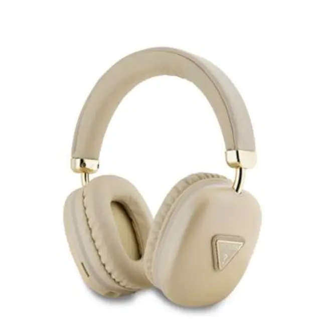 Guess Saffiano PU Leather Triangle Logo Wireless Headphone Gold