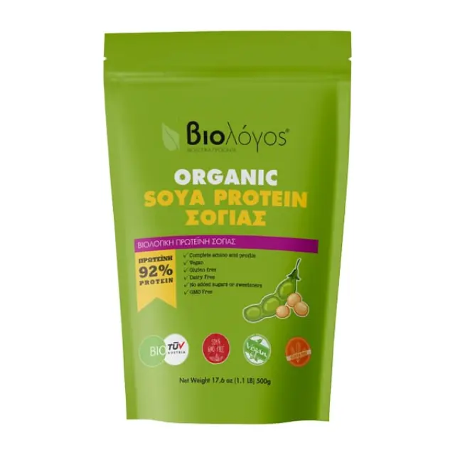 Βιολόγος Organic Soy Protein 92% Βιολογική Χωρίς Γλουτένη & Λακτόζη 500gr