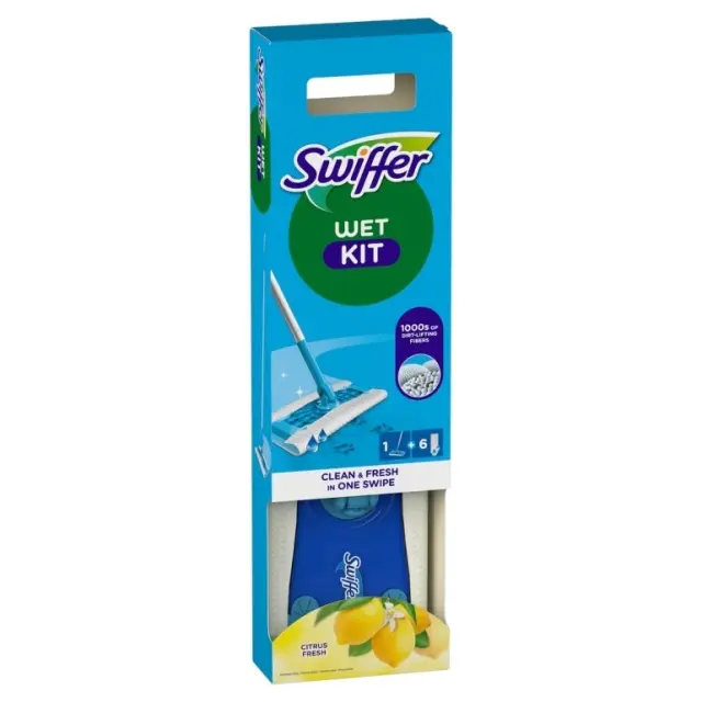 Swiffer Dry Έτοιμη Σκούπα + 6 Wet Πανάκια