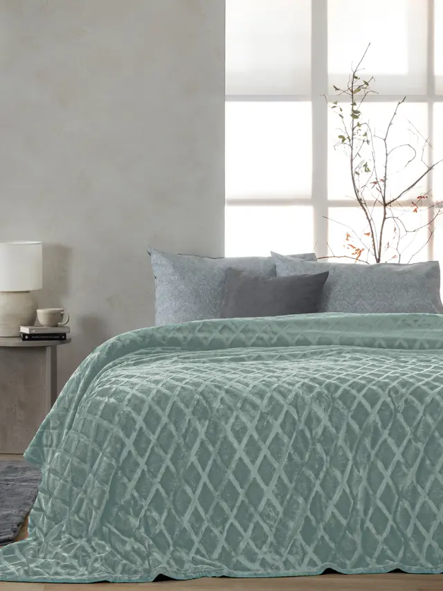 Κουβέρτα Fleece Palamaiki Nadine/5 Jade - Υπέρδιπλη 220 x 240