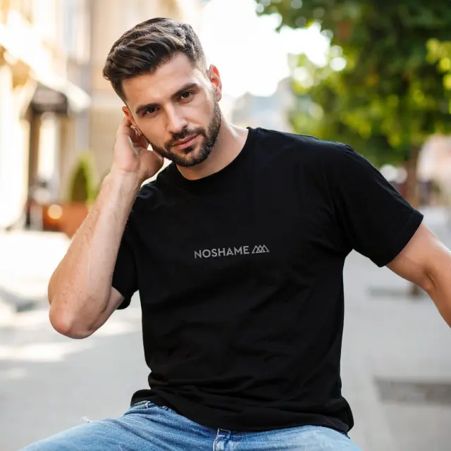T-shirt Noshame® Μαύρο με τύπωμα - 112523 - XXL
