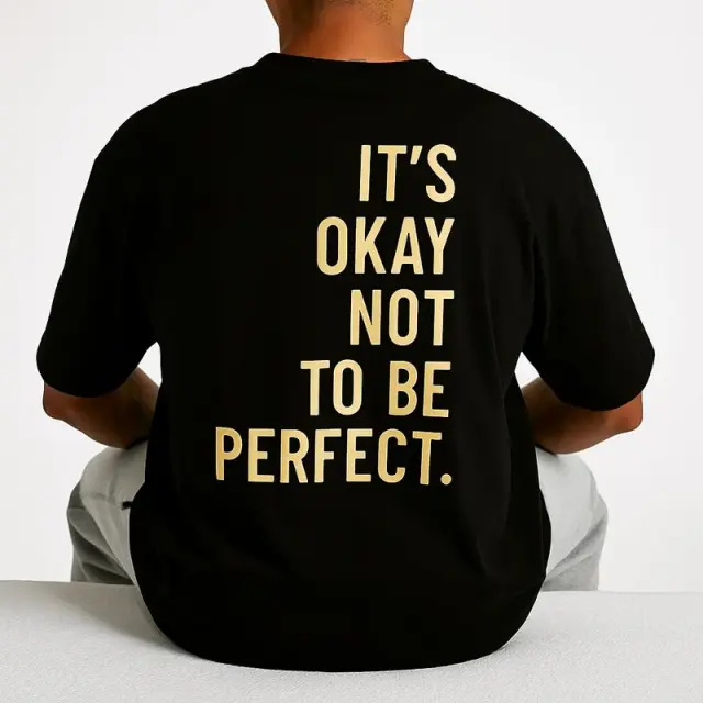 Ghetto Black T-shirt Not Perfect Back Stamp Hip Hop Streetwear