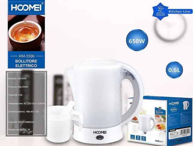 Hoomei HM-5506 Βραστήρας 600ml 650W Λευκός 2