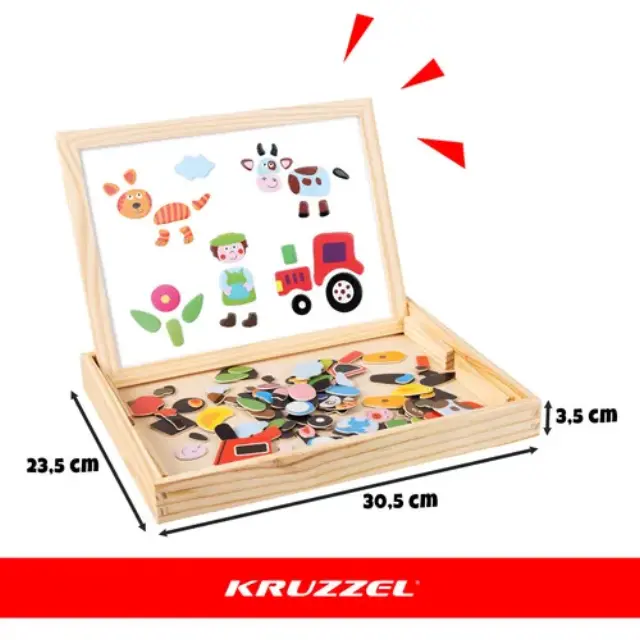 Kruzzel Εκπαιδευτικός Πίνακας Διπλής Όψεως Μαγνητικός & Μαυροπίνακας 2