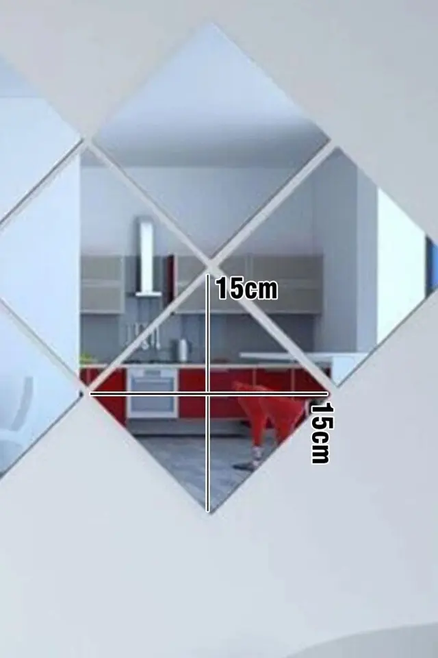 Stewehome Διακοσμητικός καθρέφτης από πλαστικό σετ 4 τεμαχίων αυτοκόλλητος 20x20 cm 3