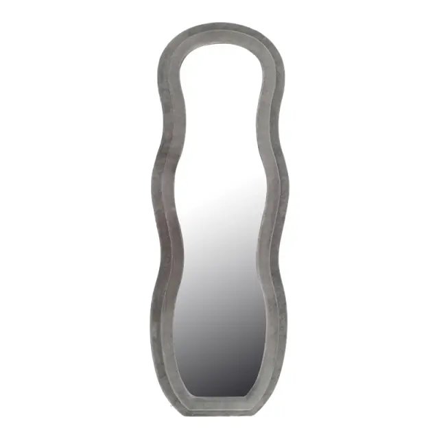 Καθρέπτης Glinde Inart βελούδο σε γκρι απόχρωση 50x3.3x150εκ