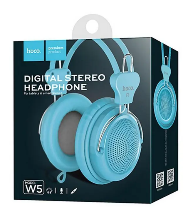 Ακουστικά Stereo Hoco W5 Manno 3.5mm Μπλε με Μικρόφωνο και Πλήκτρο Ελέγχου 2