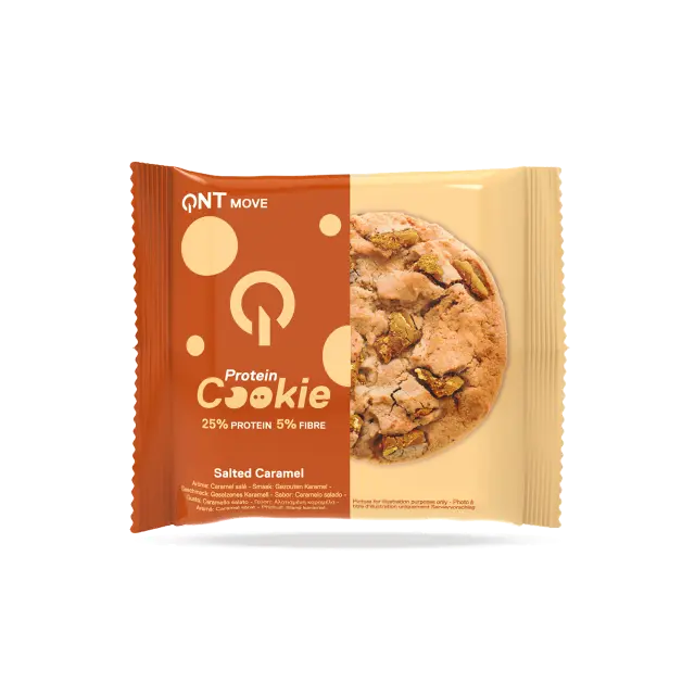 QNT | Protein Cookie with Salted Caramel Chips Μπισκότα Πρωτεΐνης με Κομμάτια Αλμυρής Καραμέλας | 60g