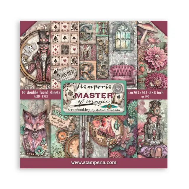 Χαρτιά scrapbooking 10τεμ, 20.3×20.3cm Stamperia, Master of Magic