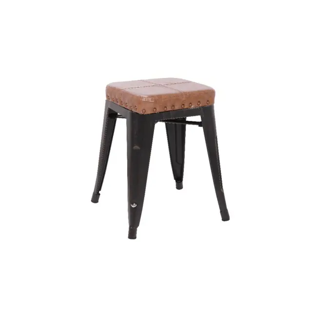 Σκαμπώ RELIX Μέταλλο/PU Camel Antique 39x39x45cm