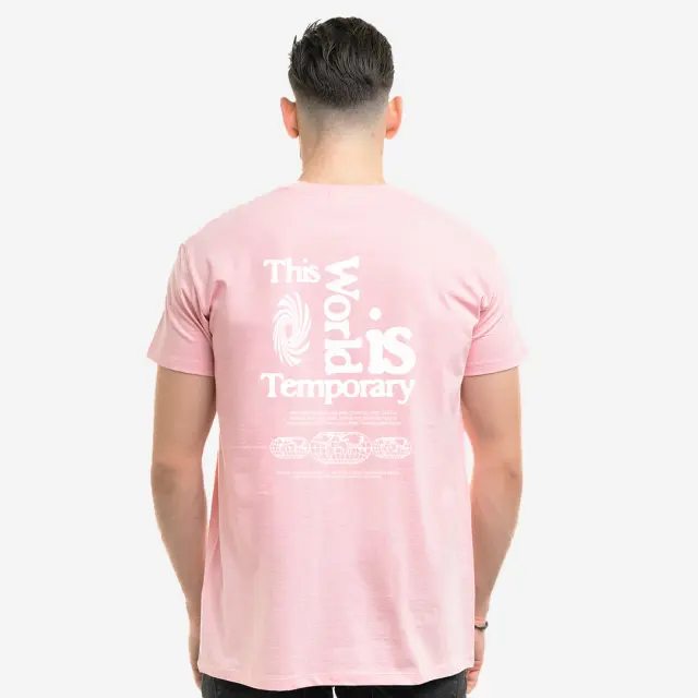 T-shirt Noshame® Ρόζ με τύπωμα The Worlds is Temporary - 132520 - XXL