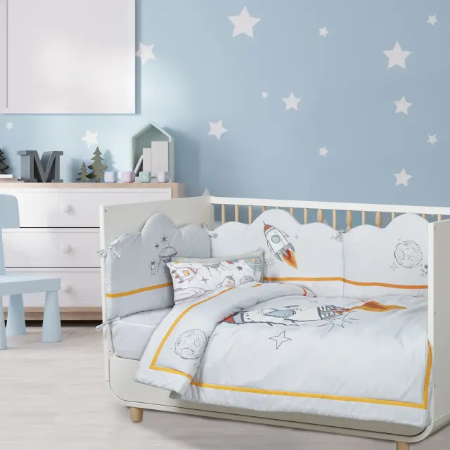 Κουβερλί 110x150 Κούνιας Fun Das Home 4877 Γκρι-Κίτρινο-Μπλε 100% Microfiber