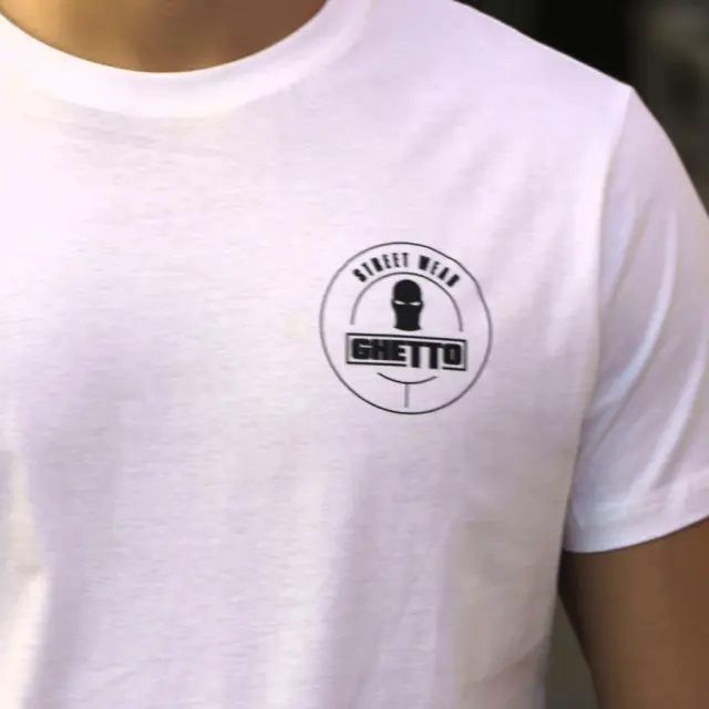 Ghetto White T-Shirt Street Wear Logo Unisex 3