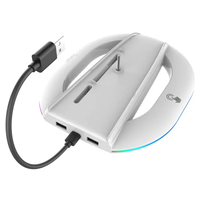 iPega P5S035SA Vertical Stand (2xUSB-A) with RGB for PS5 Slim/PS5 Pro White 2