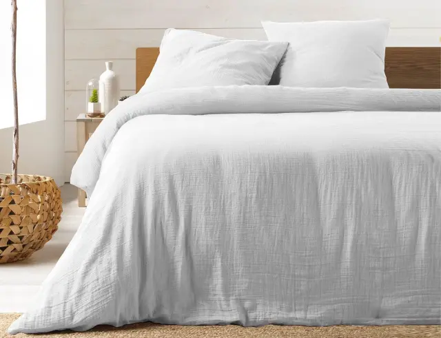 Σετ King Size Παπλωματοθήκη & 2 Μαξιλαροθήκες Angelia Douceur d'intérieur από βαμβάκι 57TC, με διαστάσεις 240x260cm - White 1643826