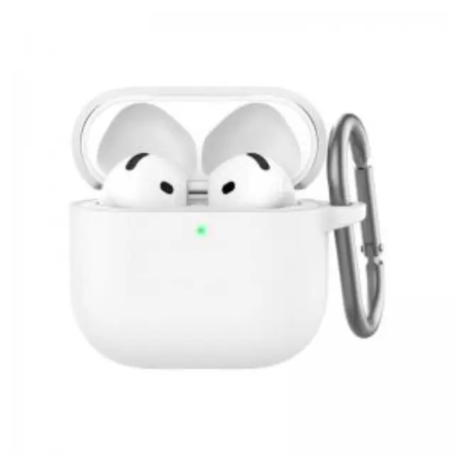 Θήκη Σιλικόνης AhaStyle WG163 Apple AirPods 4 Premium με Γάντζο Λευκό N66881 2