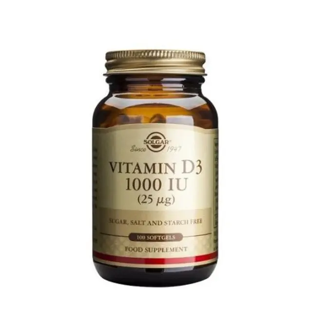 Solgar Vitamin D3 1000IU Συμπλήρωμα Διατροφής με Βιταμίνη D3 για την Υγεία των Οστών και του Ανοσοποιητικού, 100softgels